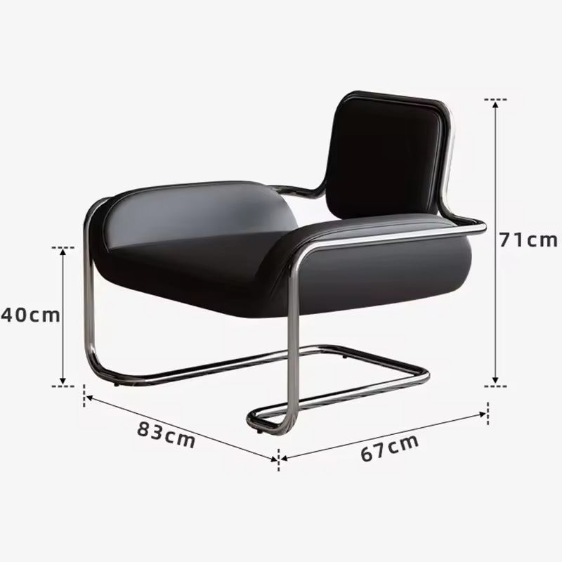 Modern Minimalist Lounge Chair - Leather & Chrome Cantilever Design