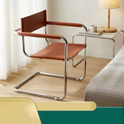 Vintage Leather Cantilever Chair - Sleek Chrome Frame & Modern Design
