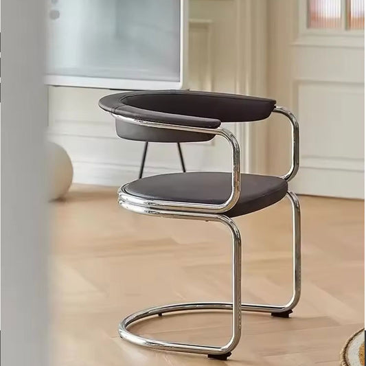 Modern Black Leather Cantilever Chair - Sleek Chrome Frame Design