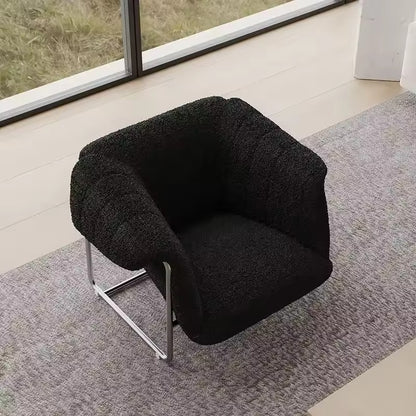 Modern Black Bouclé Lounge Chair - Cozy Design with Sleek Metal Frame