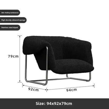 Modern Black Bouclé Lounge Chair - Cozy Design with Sleek Metal Frame