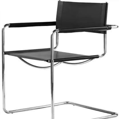 Minimalist White Leather Cantilever Chair - Modern Chrome Frame Design