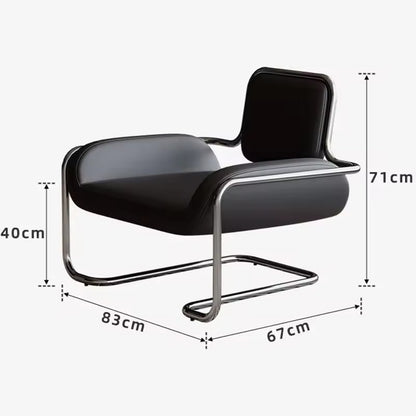 Modern Minimalist Lounge Chair - Leather & Chrome Cantilever Design