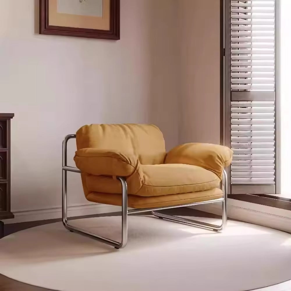Modern Lounge Chair - Plush Cushioned Seating with Chrome Frame