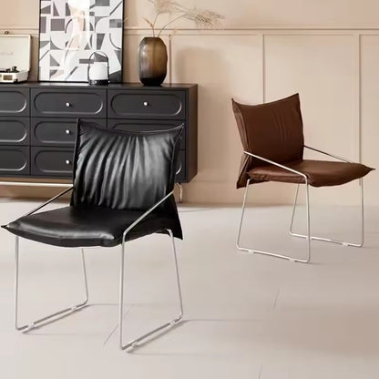 Modern Leather Accent Chair - Sleek Metal Frame & Minimalist Design